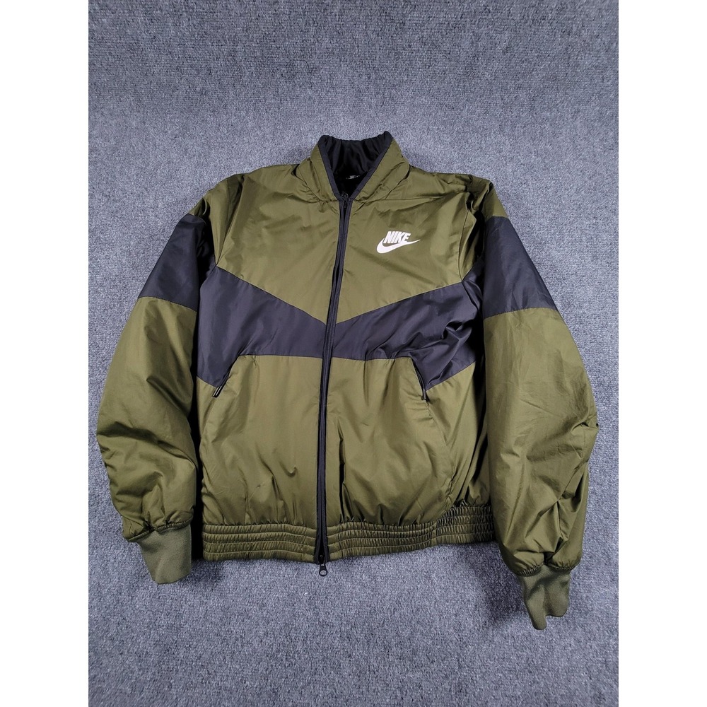 Nike Jacket Mens Medium Green‎ Black Synthetic Fill Swoosh Back Logo AJ1020-355